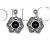 Pendientes plata y azabache flor