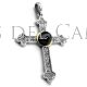 Colgante cruz latina plata azabache y oro