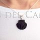 Black jet stone and silver camino scallop shell pendant