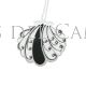 Filigree pendant black jet stone and silver scallop shell