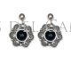 Pendientes plata y azabache flor