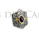 Anillo plata azabache y oro filigrana