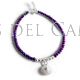 Pulsera concha plata y piedra morada