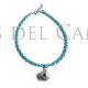 Pulsera concha plata y piedra azul