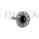 Bague filigrane argent et jais