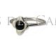 Silver and jet ring made in Compostela flower
