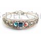 Pulsera brazalete filigrana Plata, coral, turquesas y Azabache Ourives de Compostela